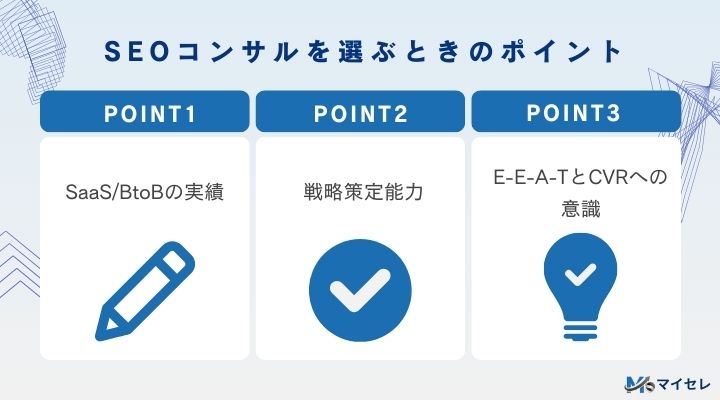 SEOコンサルを選ぶときのポイントをまとめた画像